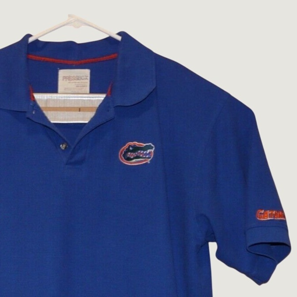 Pressbox Florida Gators Polo Mens Large Blue NCAA Gameday Cotton Blend Sporty